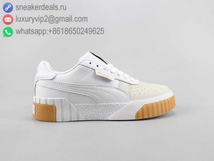 Puma Suede Platform Gold Women Skate Shoes White Khaki Size 35.5-40